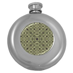 Stylized Modern Floral Design Round Hip Flask (5 Oz) by dflcprints