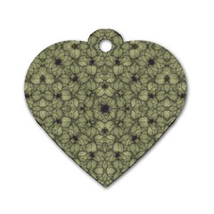 Stylized Modern Floral Design Dog Tag Heart (two Sides) by dflcprints