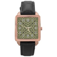 Stylized Modern Floral Design Rose Gold Leather Watch  by dflcprints