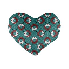 Colorful Geometric Graphic Floral Pattern Standard 16  Premium Flano Heart Shape Cushions by dflcprints