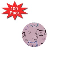 Cat Pattern Face Smile Cute Animals Beauty 1  Mini Buttons (100 Pack)  by Mariart