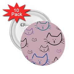 Cat Pattern Face Smile Cute Animals Beauty 2 25  Buttons (10 Pack) 