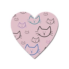 Cat Pattern Face Smile Cute Animals Beauty Heart Magnet