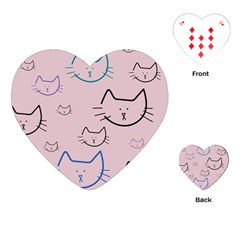 Cat Pattern Face Smile Cute Animals Beauty Playing Cards (heart)  by Mariart