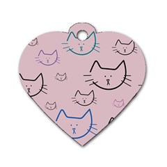 Cat Pattern Face Smile Cute Animals Beauty Dog Tag Heart (one Side) by Mariart