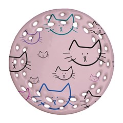 Cat Pattern Face Smile Cute Animals Beauty Ornament (round Filigree)