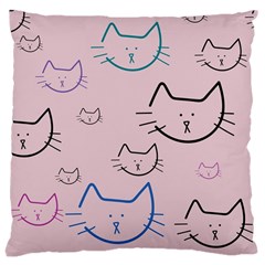 Cat Pattern Face Smile Cute Animals Beauty Large Cushion Case (one Side)
