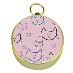 Cat Pattern Face Smile Cute Animals Beauty Gold Compasses by Mariart