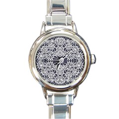 Blue White Lace Flower Floral Star Round Italian Charm Watch