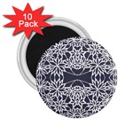 Blue White Lace Flower Floral Star 2.25  Magnets (10 pack)  Front