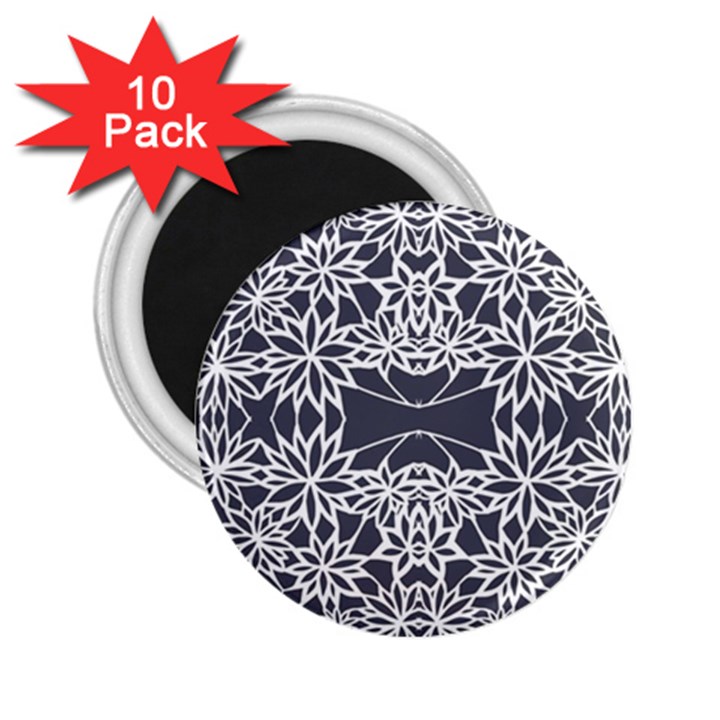 Blue White Lace Flower Floral Star 2.25  Magnets (10 pack) 