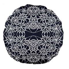 Blue White Lace Flower Floral Star Large 18  Premium Flano Round Cushions by Mariart