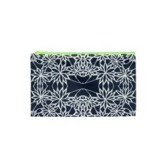 Blue White Lace Flower Floral Star Cosmetic Bag (xs) by Mariart