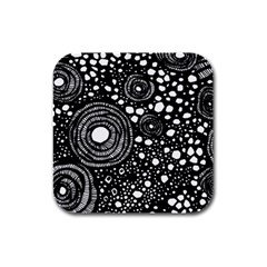 Circle Polka Dots Black White Rubber Square Coaster (4 Pack)  by Mariart