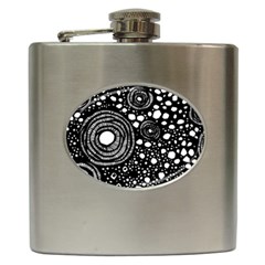 Circle Polka Dots Black White Hip Flask (6 Oz)