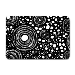 Circle Polka Dots Black White Small Doormat  by Mariart