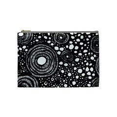 Circle Polka Dots Black White Cosmetic Bag (medium) 