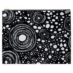 Circle Polka Dots Black White Cosmetic Bag (xxxl) 