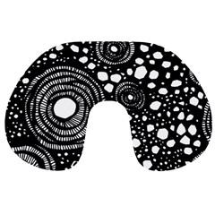 Circle Polka Dots Black White Travel Neck Pillows by Mariart