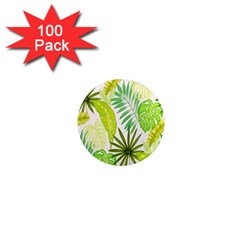 Amazon Forest Natural Green Yellow Leaf 1  Mini Magnets (100 Pack) 