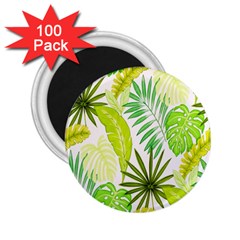 Amazon Forest Natural Green Yellow Leaf 2 25  Magnets (100 Pack)  by Mariart