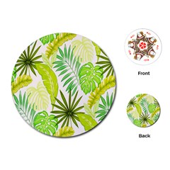 Amazon Forest Natural Green Yellow Leaf Playing Cards (round) 