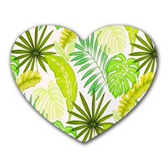 Amazon Forest Natural Green Yellow Leaf Heart Mousepads by Mariart