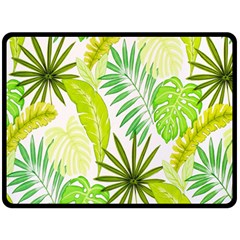 Amazon Forest Natural Green Yellow Leaf Double Sided Fleece Blanket (large) 