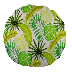 Amazon Forest Natural Green Yellow Leaf Large 18  Premium Flano Round Cushions by Mariart