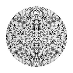Black Psychedelic Pattern Ornament (round)