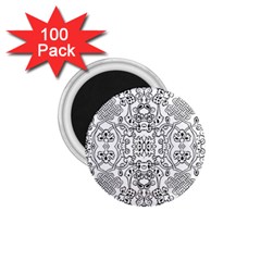 Black Psychedelic Pattern 1 75  Magnets (100 Pack) 