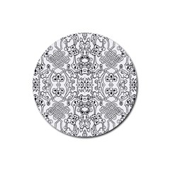 Black Psychedelic Pattern Rubber Coaster (round) 
