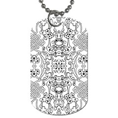 Black Psychedelic Pattern Dog Tag (two Sides) by Mariart