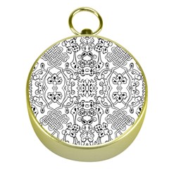 Black Psychedelic Pattern Gold Compasses by Mariart