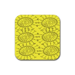 Yellow Flower Floral Circle Sexy Rubber Coaster (square) 