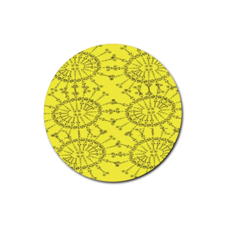 Yellow Flower Floral Circle Sexy Rubber Round Coaster (4 pack) 