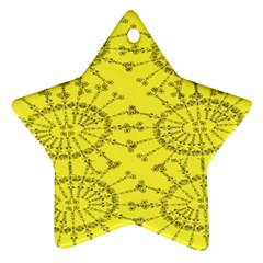 Yellow Flower Floral Circle Sexy Star Ornament (two Sides)