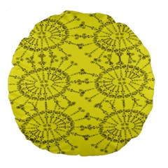 Yellow Flower Floral Circle Sexy Large 18  Premium Flano Round Cushions by Mariart