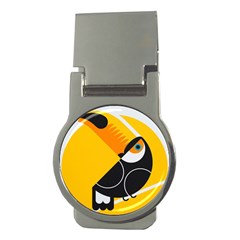 Cute Toucan Bird Cartoon Yellow Black Money Clips (Round) 