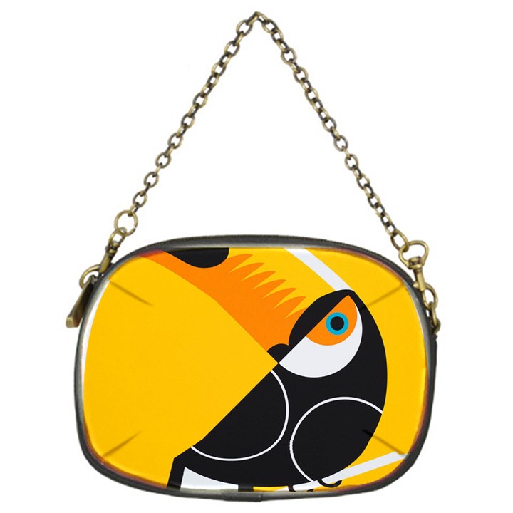 Cute Toucan Bird Cartoon Yellow Black Chain Purses (One Side) 