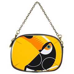 Cute Toucan Bird Cartoon Yellow Black Chain Purses (Two Sides) 