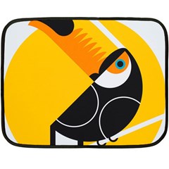 Cute Toucan Bird Cartoon Yellow Black Double Sided Fleece Blanket (Mini) 