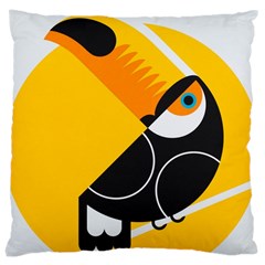 Cute Toucan Bird Cartoon Yellow Black Large Cushion Case (one Side) by Mariart