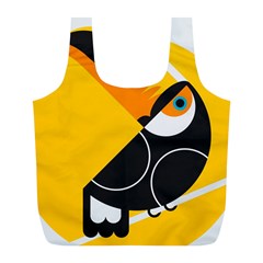 Cute Toucan Bird Cartoon Yellow Black Full Print Recycle Bags (L) 