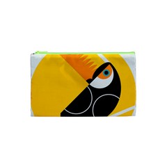 Cute Toucan Bird Cartoon Yellow Black Cosmetic Bag (XS)