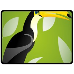 Cute Toucan Bird Cartoon Fly Yellow Green Black Animals Double Sided Fleece Blanket (large) 