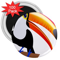 Cute Toucan Bird Cartoon Fly 3  Magnets (100 Pack) by Mariart