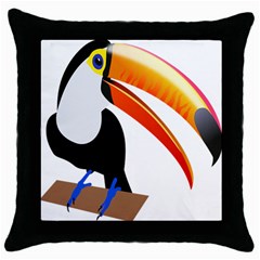 Cute Toucan Bird Cartoon Fly Throw Pillow Case (black)