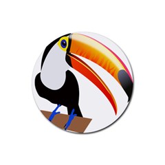 Cute Toucan Bird Cartoon Fly Rubber Coaster (round) 