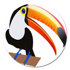 Cute Toucan Bird Cartoon Fly Magnet 5  (round) by Mariart